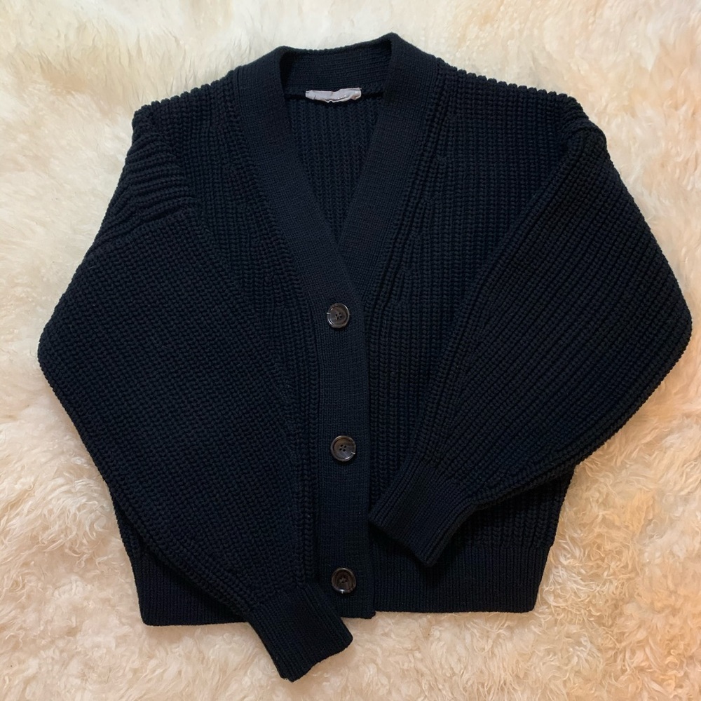 Everlane Textured Cotton Crop Cardigan